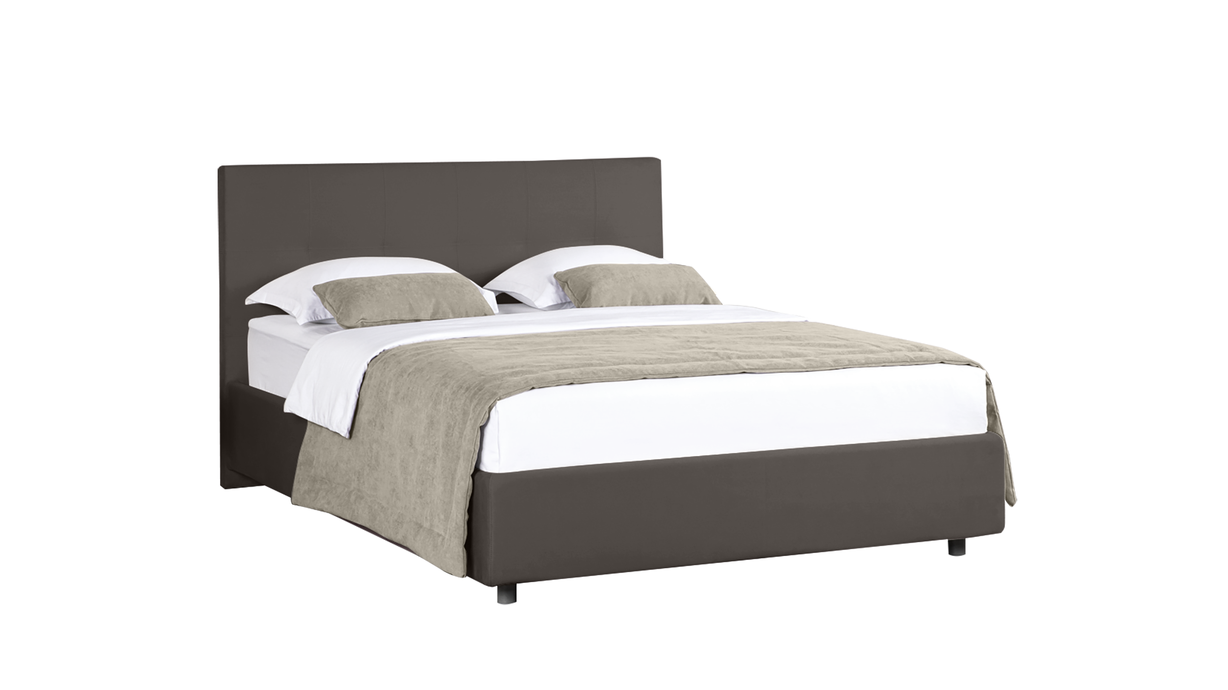 

Двуспальная кровать Askona Greta + основание с ламелями 090*200 тк. Sky Velvet 08, Серый, Greta