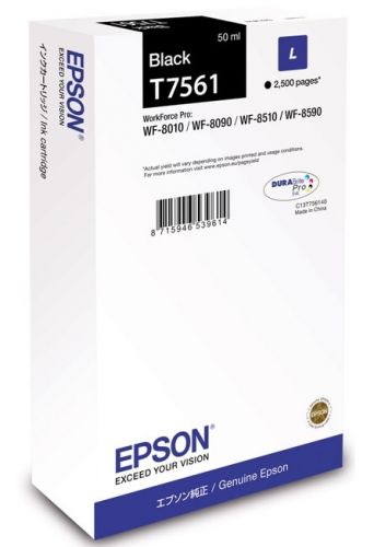 Картридж для струйного принтера Epson T7561 черный, оригинал (C13T756140)