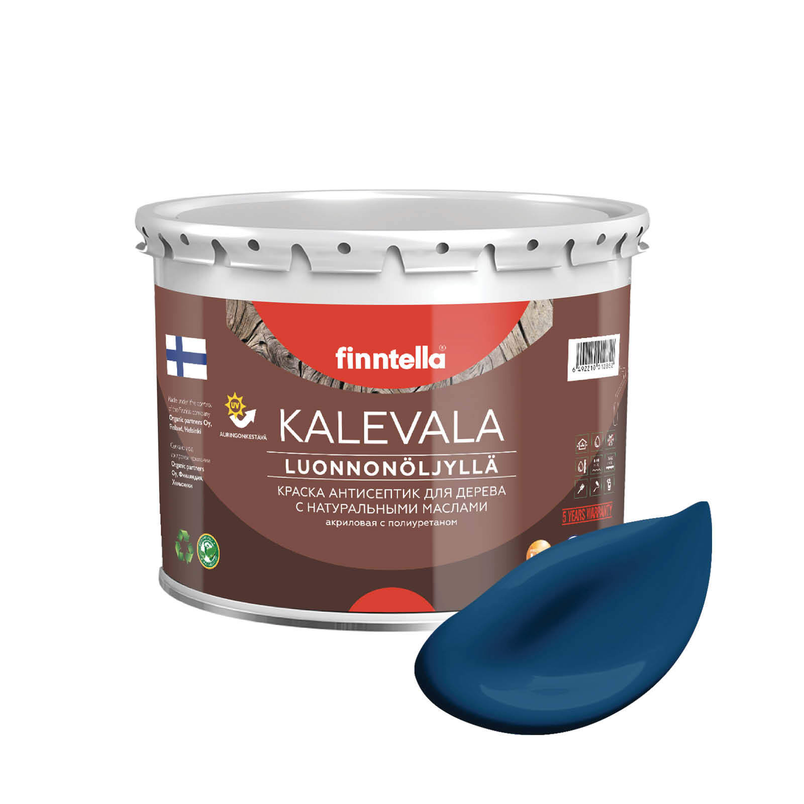 

Краска для дерева и деревянных фасадов FINNTELLA KALEVALA, с натуральным маслом и полиурет, Синий, KALEVALA NLC