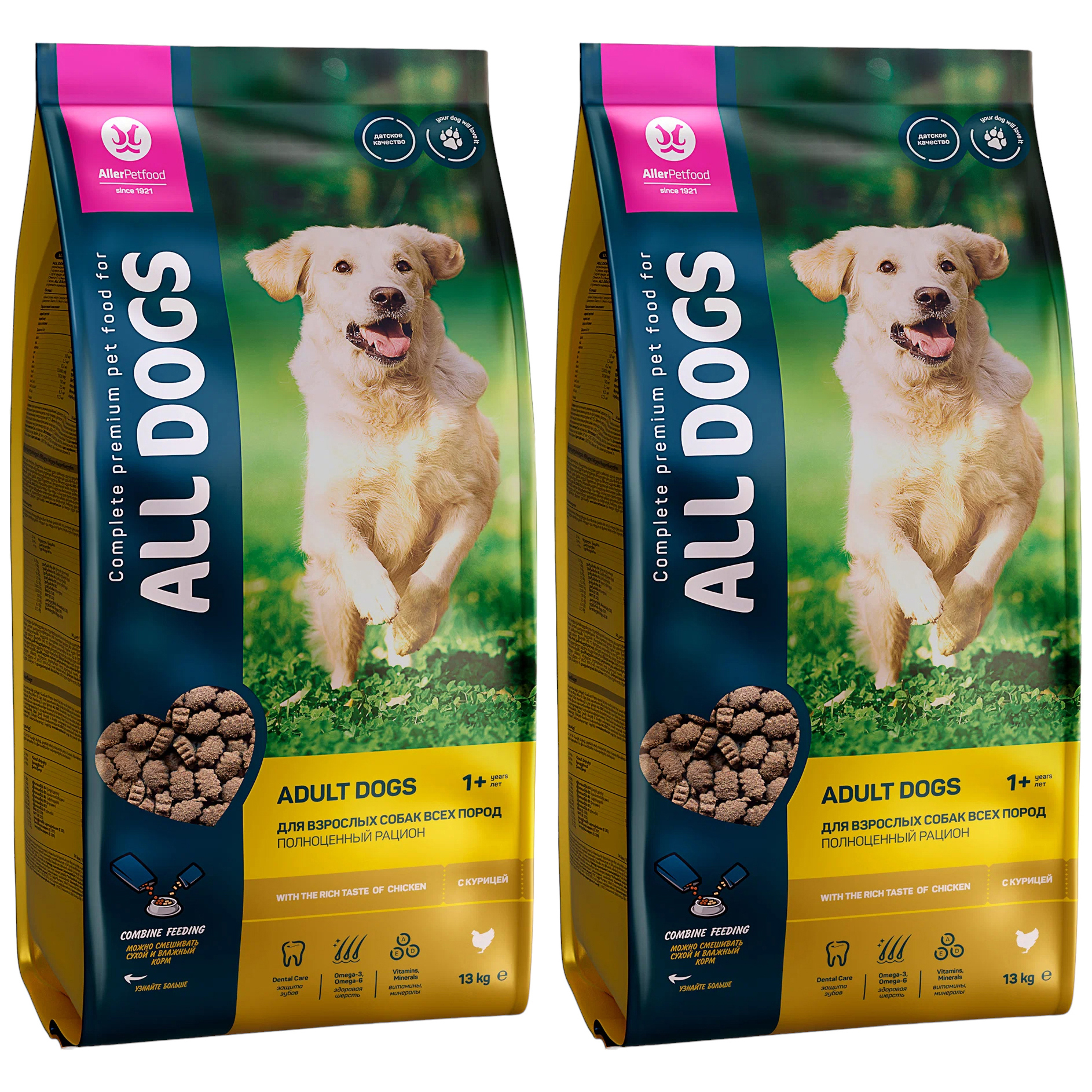

Сухой корм для собак ALL DOGS с курицей, 2шт по 13кг