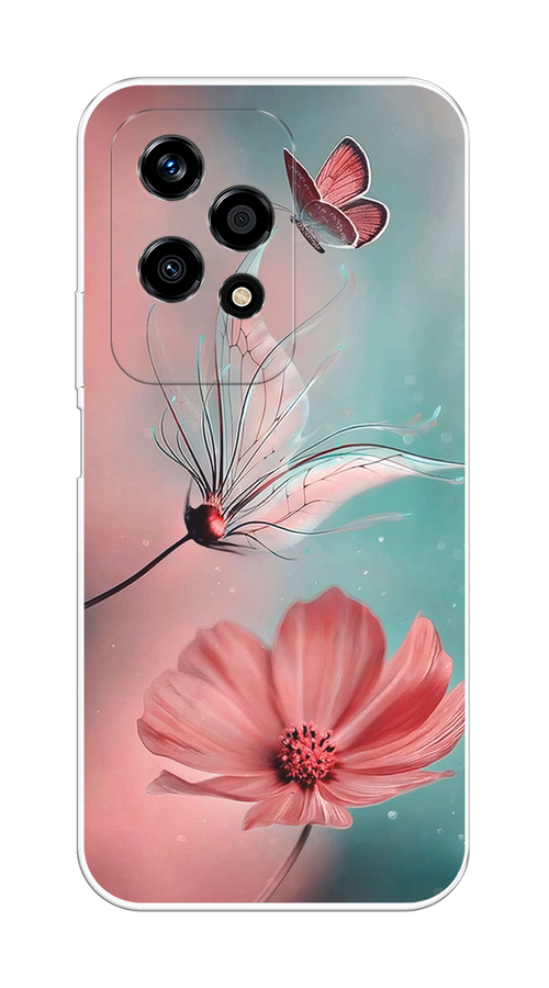 

Чехол на Honor 200 Lite "Бабочка и цветок", Голубой;розовый, 6124650-1