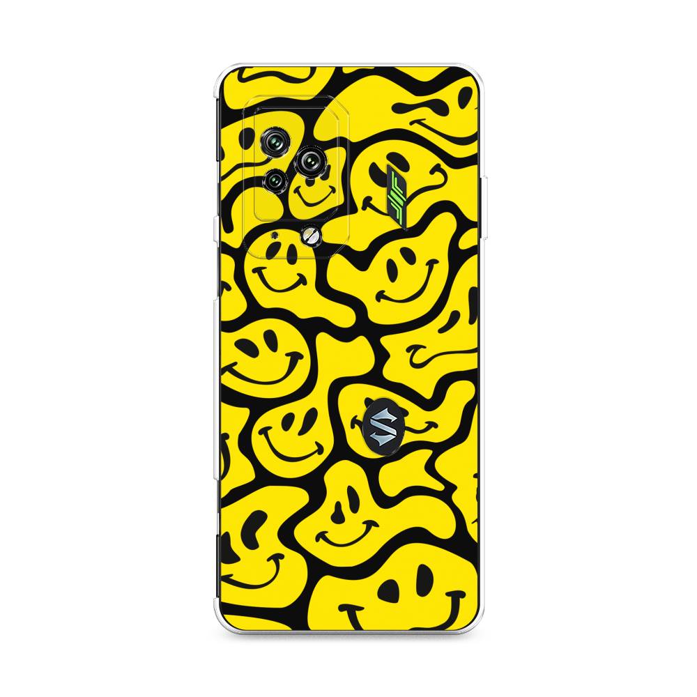 

Чехол на Xiaomi Black Shark 5 Pro "Расплывчатые смайлики желтые", Черный;желтый, 314150-6