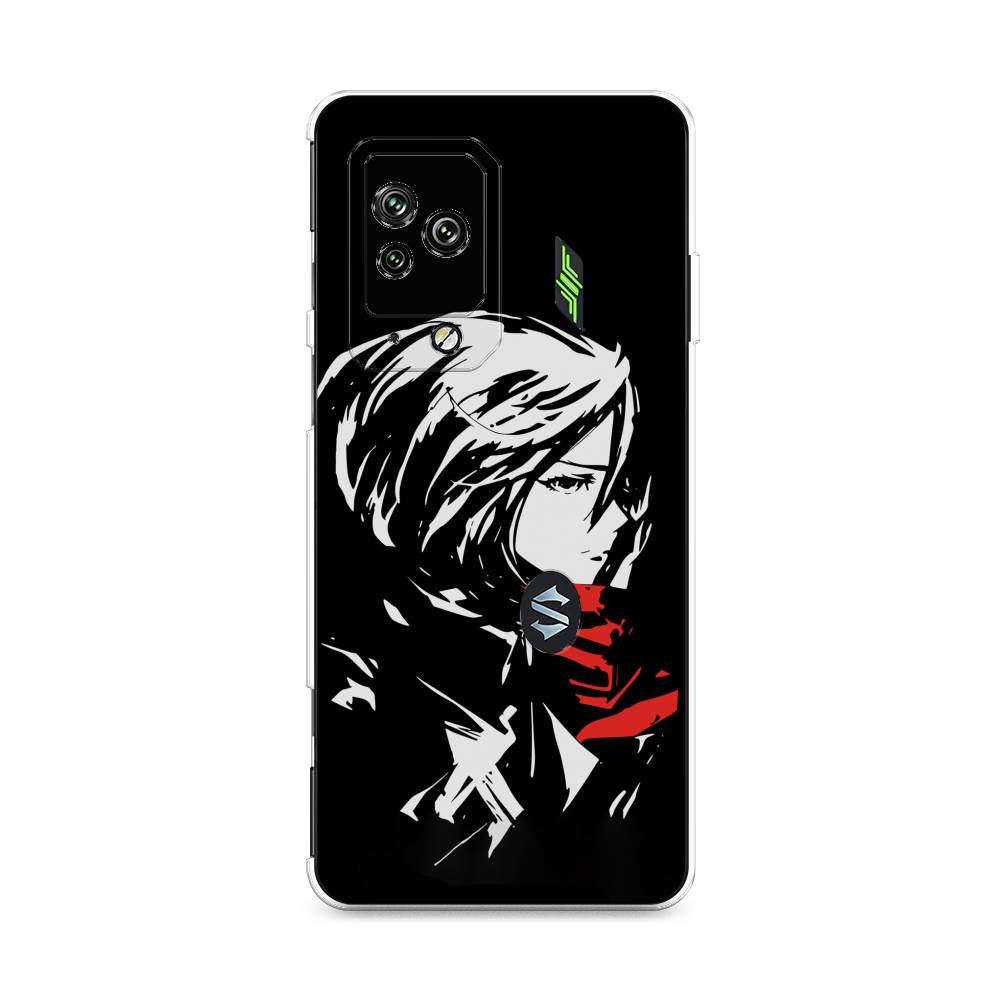 

Чехол на Xiaomi Black Shark 5 Pro "Микаса минимализм", Черный;серый;красный, 314150-4