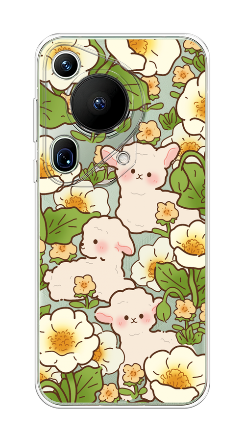 

Чехол на Huawei Pura 70 Ultra "Овечки в цветах", Зеленый;бежевый, 6124550-1