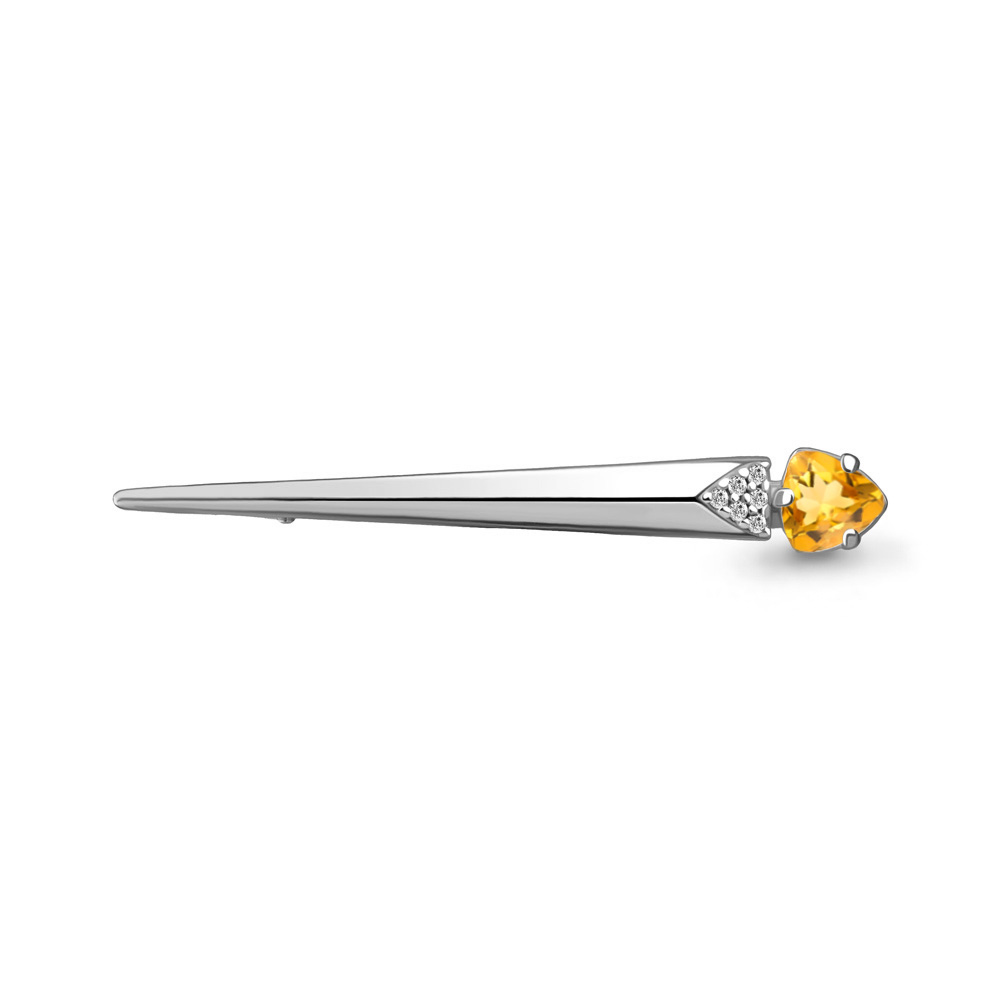 

Брошь из серебра с цитрином\фианитом Aquamarine Aquamarine 7741806А_925_р, 7741806А_925_р