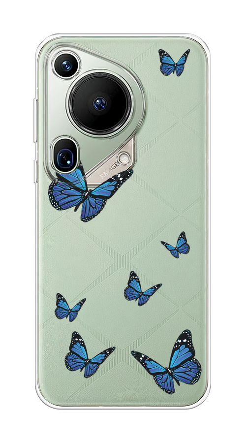 

Чехол на Huawei Pura 70 Ultra "Blue butterflies", Синий;черный, 6124550-1