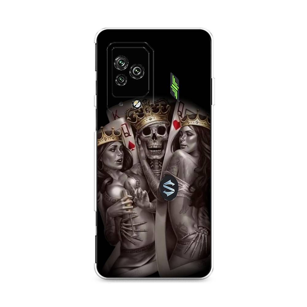 

Чехол на Xiaomi Black Shark 5 Pro "Карты король и королевы", Серый;желтый, 314150-6