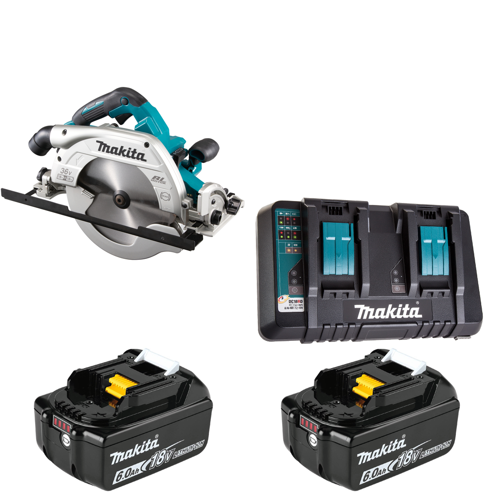 Пила дисковая аккумуляторная, акк 2х6Ач и з/у, Makita DHS900PG2