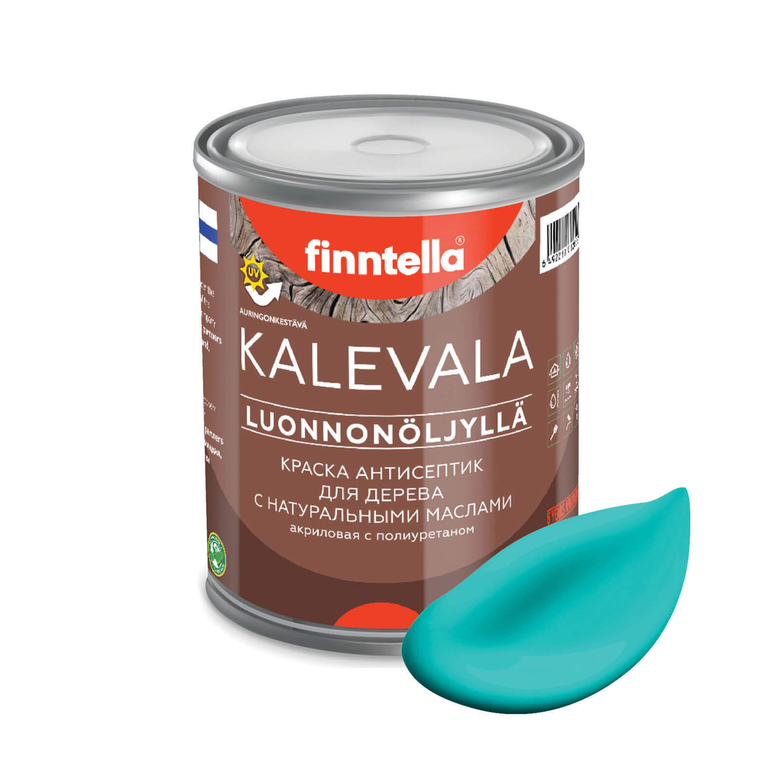 

Краска для дерева и деревянных фасадов FINNTELLA KALEVALA, с натуральным маслом и полиурет, Зеленый;голубой, KALEVALA NLC