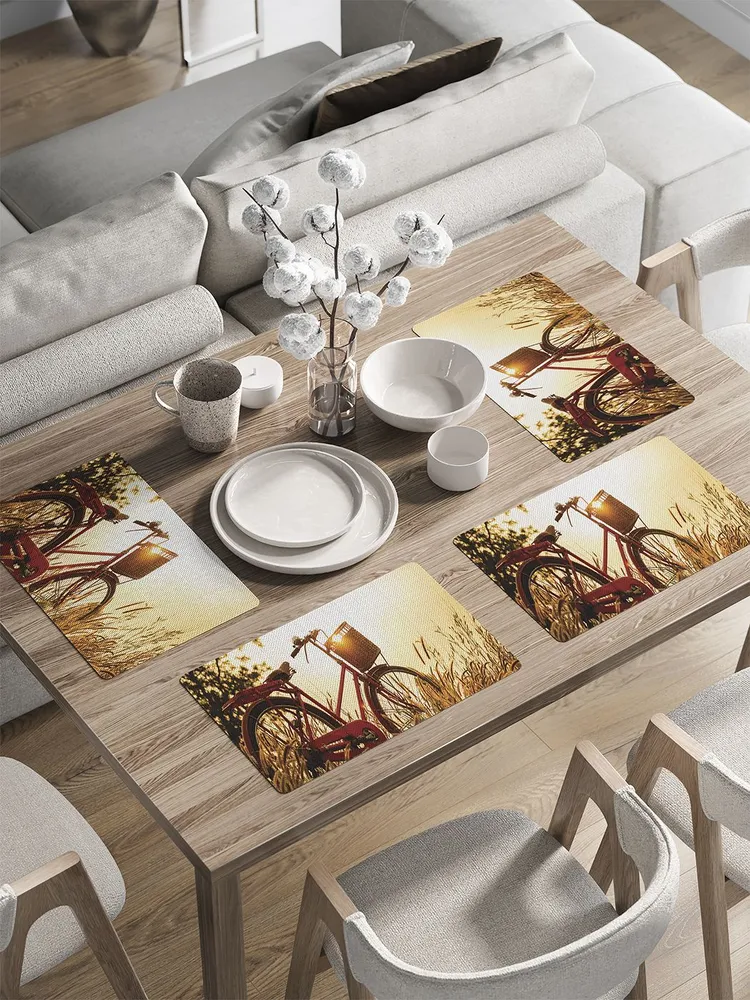 

ser002_8989_30x46 Комплект салфеток с закругленным краем с фотопринтом 46x30 см (4 шт.), Зеленый;желтый;черный