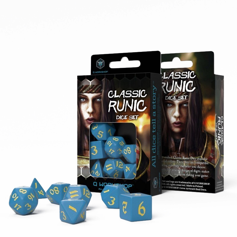 

Classic Runic Blue & yellow Dice Set (7)