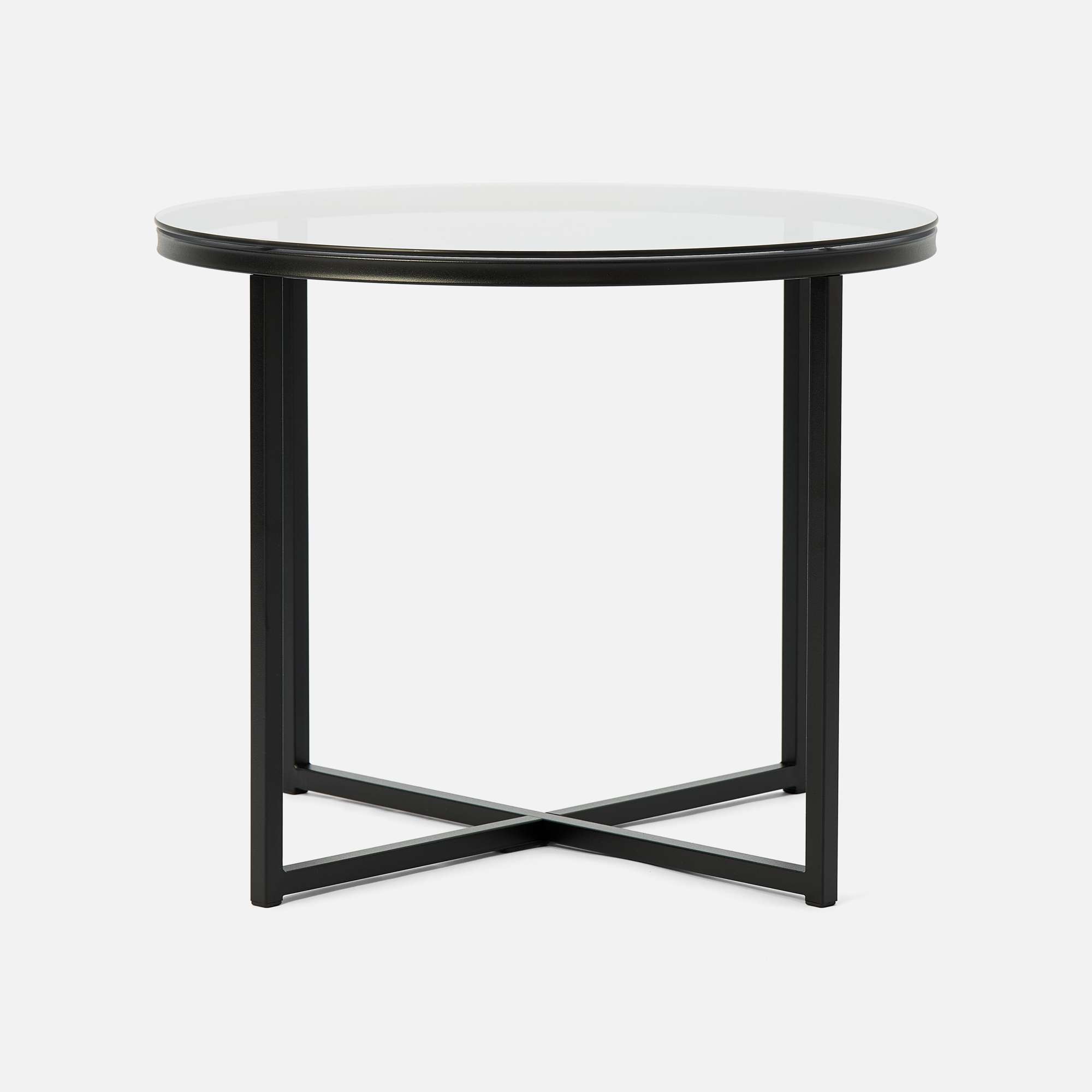 

Журнальный стол Glass D55, 63.5x61x8.7 см дымчатый с чёрным, Glass
