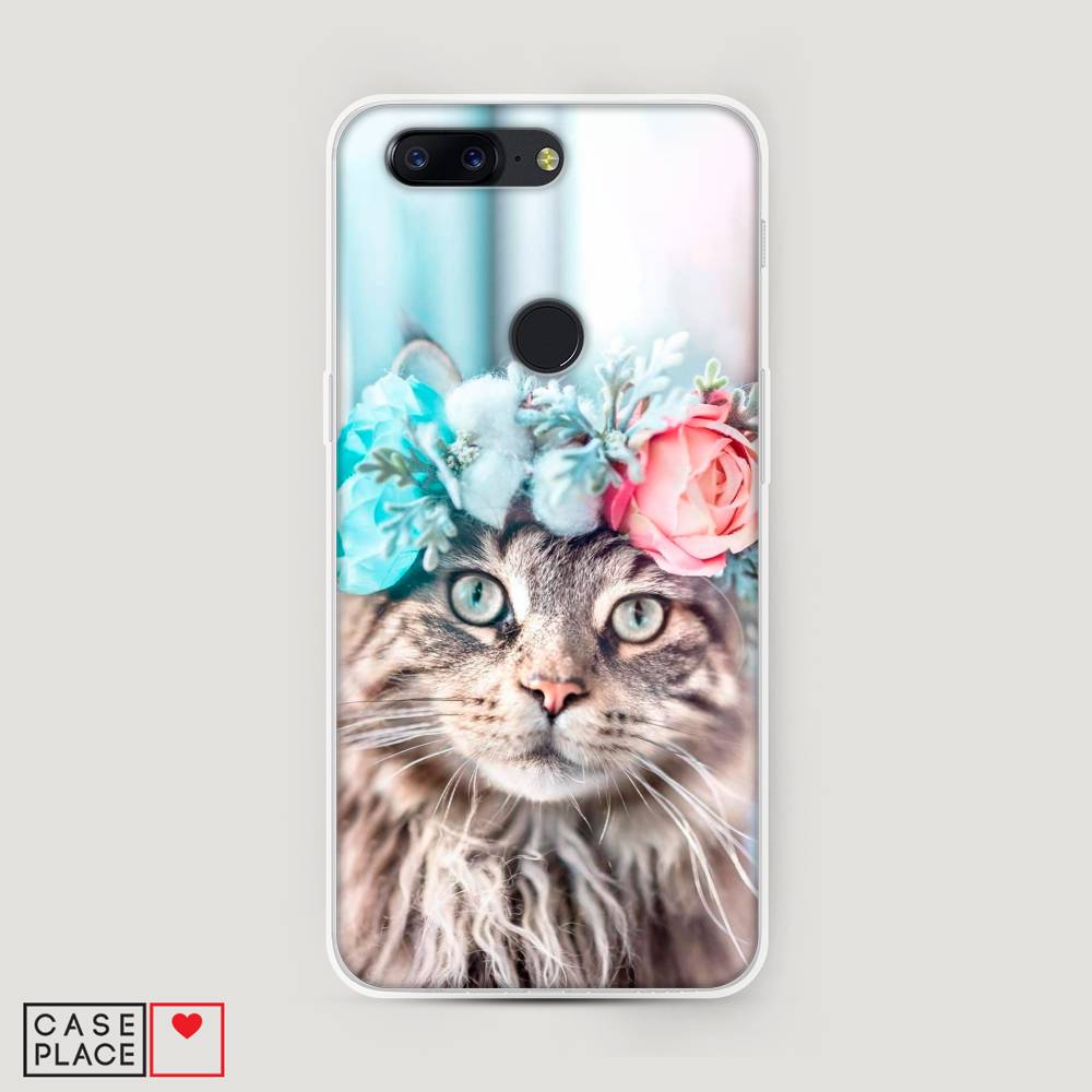 

Чехол Awog на OnePlus 5T / ВанПлас 5T "Кот в венке", Серый;голубой;розовый, 150350-2
