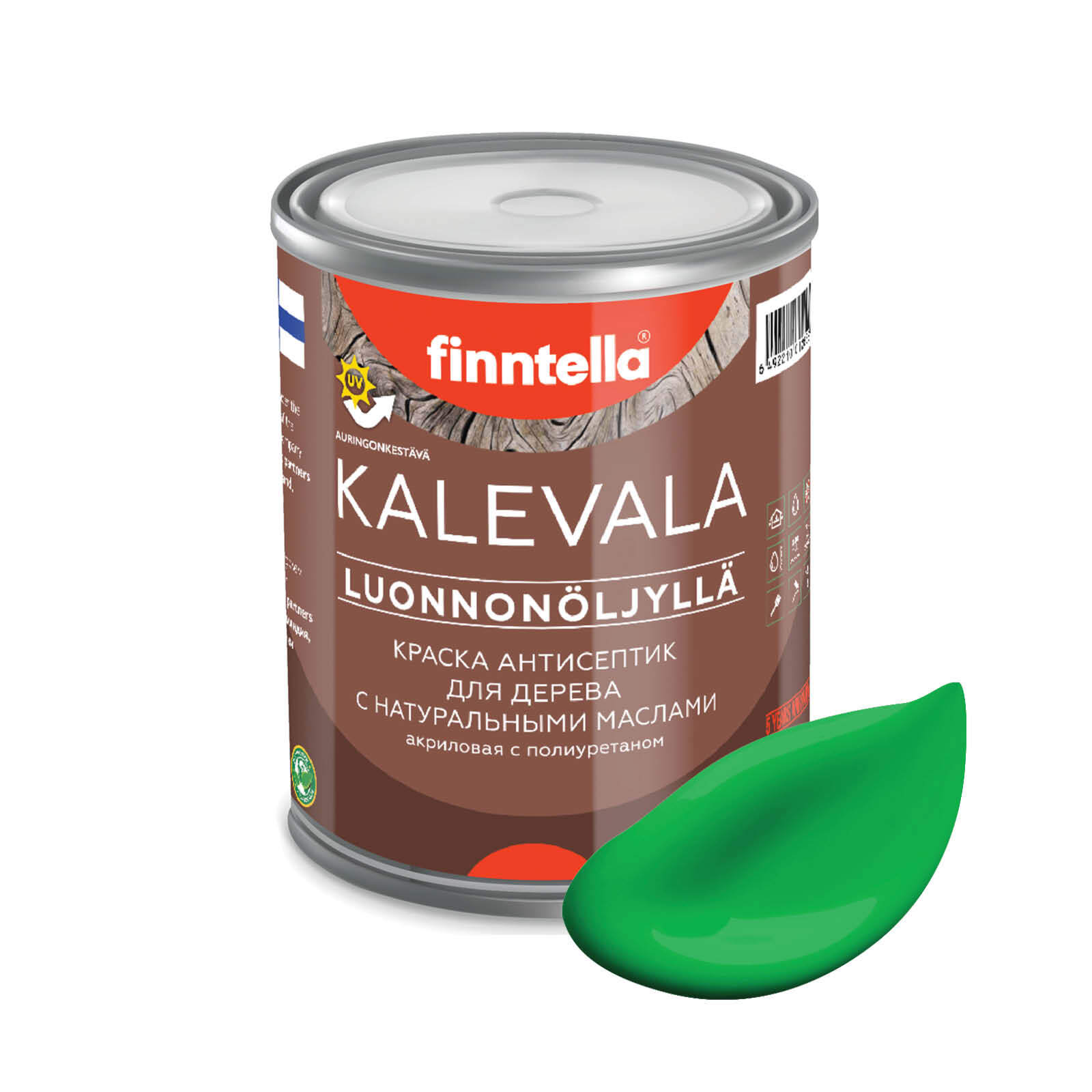 

Краска для дерева и деревянных фасадов FINNTELLA KALEVALA, с натуральным маслом и полиурет, Зеленый, KALEVALA NLC