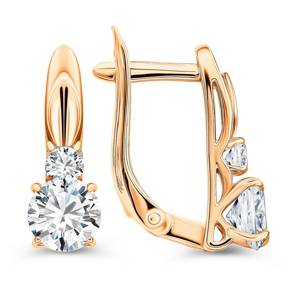 

Серьги из серебра 585Gold 702012198, фианит, 702012198