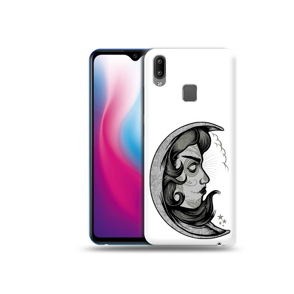 

Чехол MyPads Tocco для Vivo Y93 Lite черно белая луна с лицом, Прозрачный, Tocco