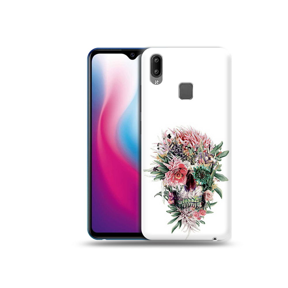 

Чехол MyPads Tocco для Vivo Y93 Lite череп из цветов, Прозрачный, Tocco