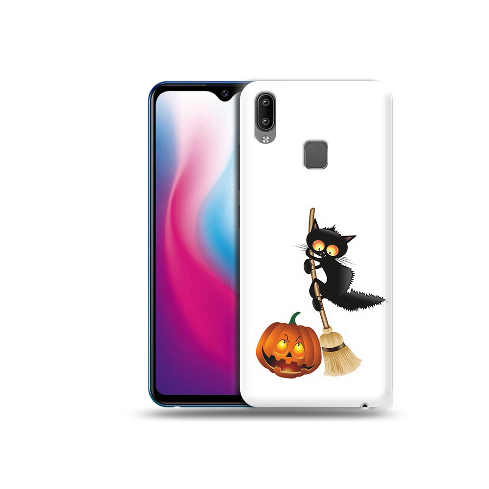 

Чехол MyPads Tocco для Vivo Y93 Lite хэлуинский котик, Прозрачный, Tocco