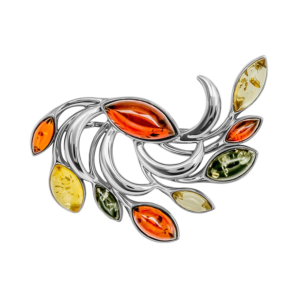 

Брошь из серебра 585Gold 709000344, янтарь, 709000344