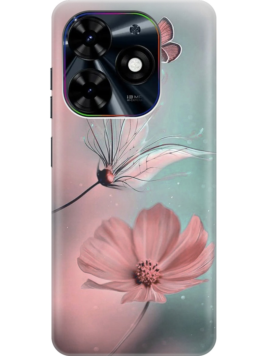 

Силиконовый чехол на Infinix Hot 40i с рисунком "Бабочка и цветы", Голубой;розовый;серый, 20011891