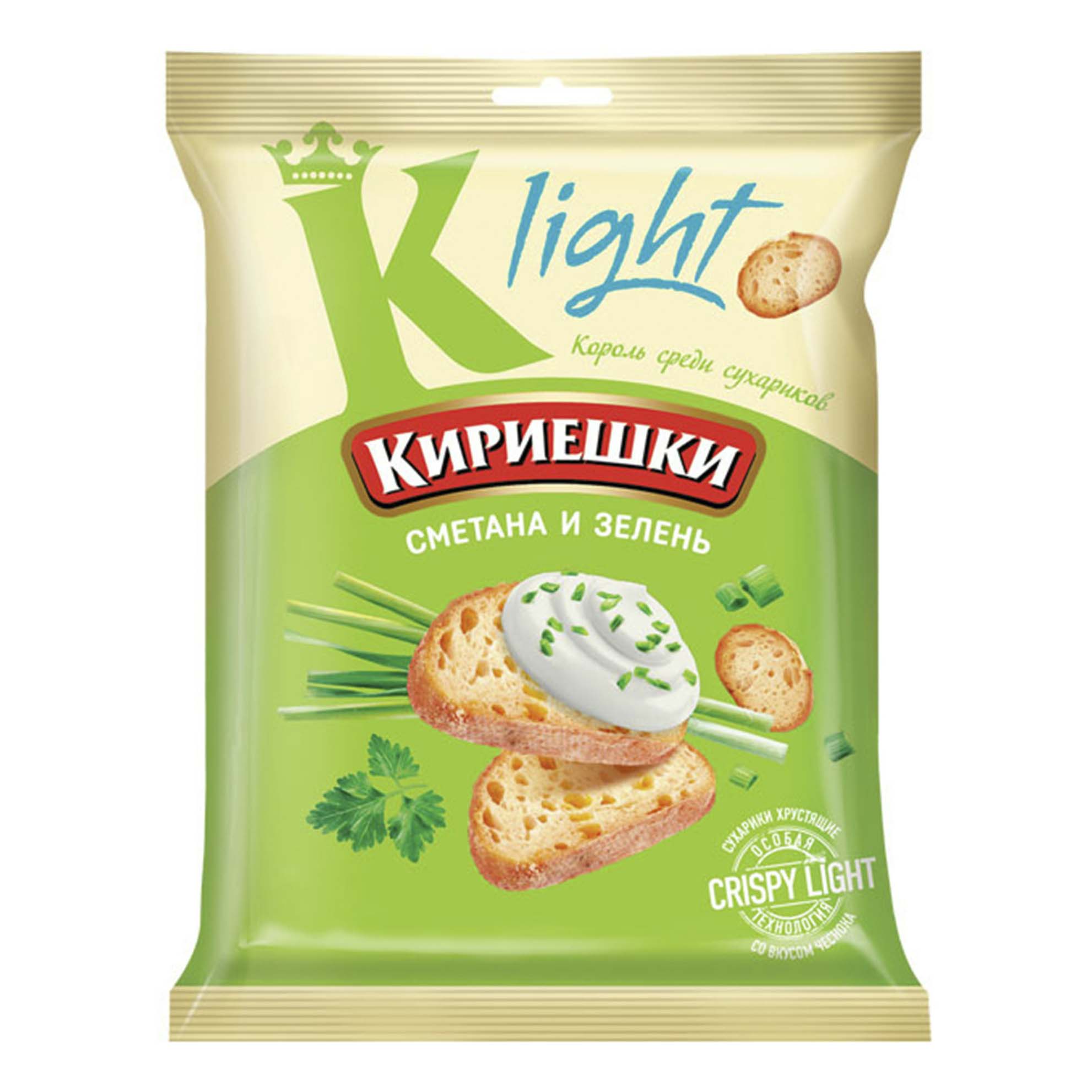 Сухарики кукурузно-пшеничные Кириешки Light Хрустящие сметана с зеленью 80 г