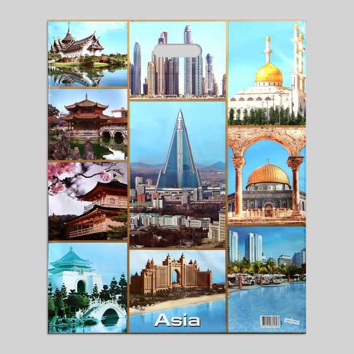 

Пакет Коллаж городов, полиэтиленовый с вырубной ручкой, 50х60 см, 100 мкм (25 шт), Разноцветный