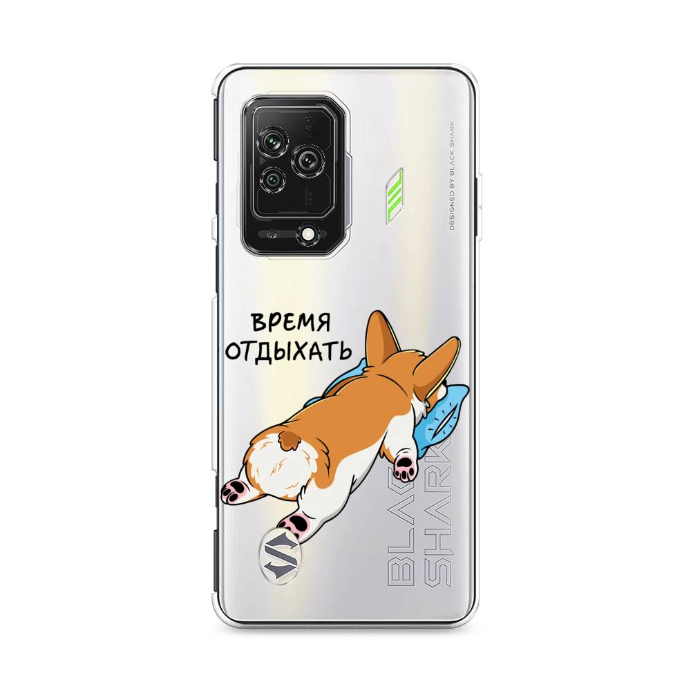 

Чехол на Xiaomi Black Shark 5 "Корги отдыхает", Черный;коричневый;голубой, 314050-1