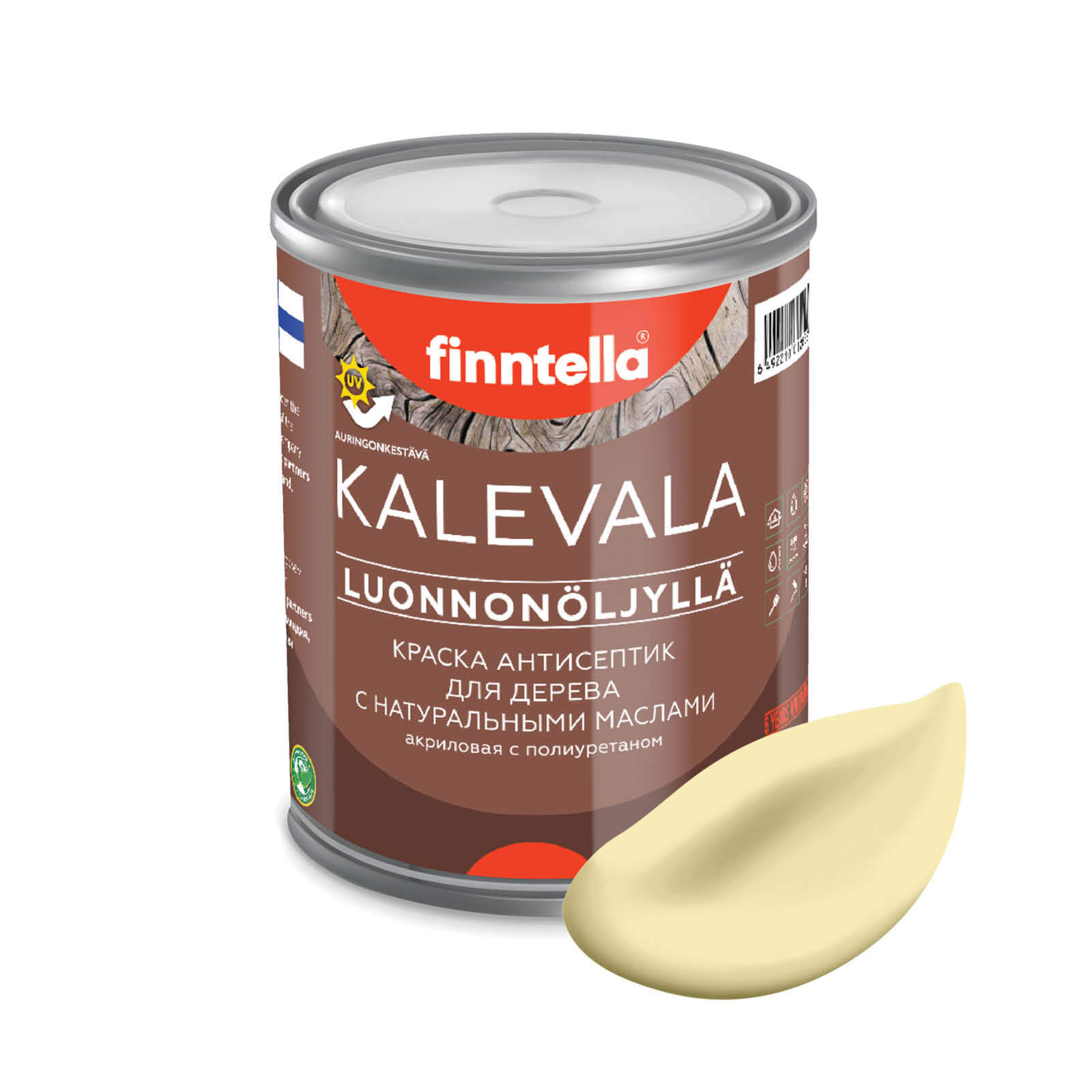 

Краска для дерева и деревянных фасадов FINNTELLA KALEVALA, с натуральным маслом и полиурет, Желтый, KALEVALA NLC