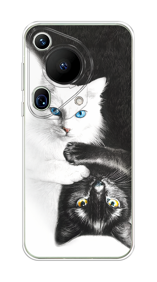 

Чехол на Huawei Pura 70 Ultra "Коты Инь-Янь", Черный;белый;голубой, 6124550-1