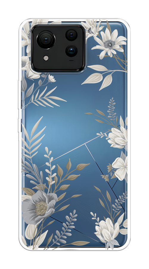 

Чехол на Asus ZenFone 11 Ultra "Цветы сепия", Серый;прозрачный;зеленый;белый, 45250-1