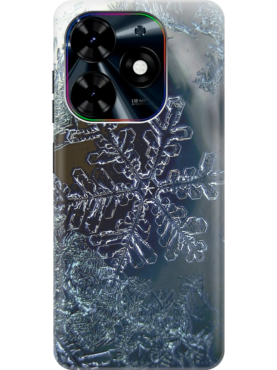 

Силиконовый чехол на Infinix Hot 40i с рисунком "Макро снежинка", Синий;черный, 20011891