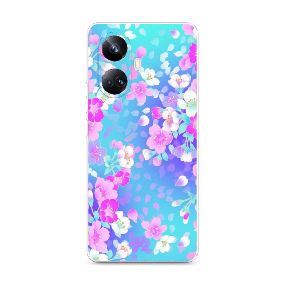 

Чехол Awog на Realme 10 Pro+ "Яблоневые цветы", Голубой;розовый;белый, 2512350-8