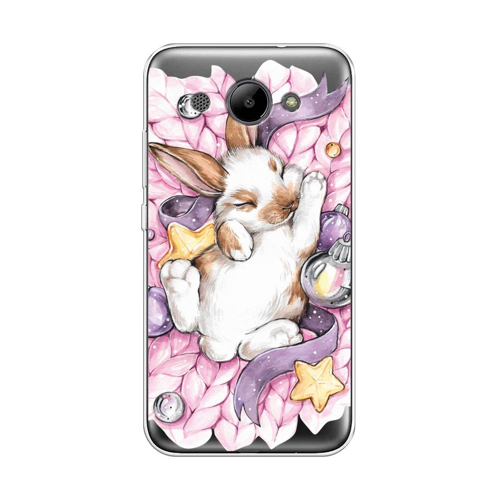 

Чехол на Huawei Y3 2017 "Кролик спит", Розовый;белый, 62650-5