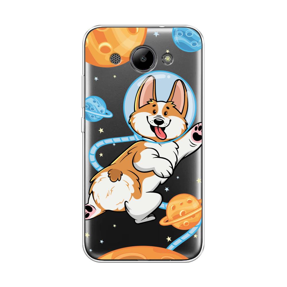 

Чехол на Huawei Y3 2017 "Корги-космонавт", Голубой;бежевый;белый, 62650-1