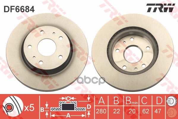 

Тормозной диск TRW/Lucas комплект 1 шт. DF6684