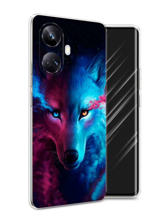 

Чехол Awog на Realme 10 Pro+ "Волшебный волк", Голубой;розовый, 2512350-1