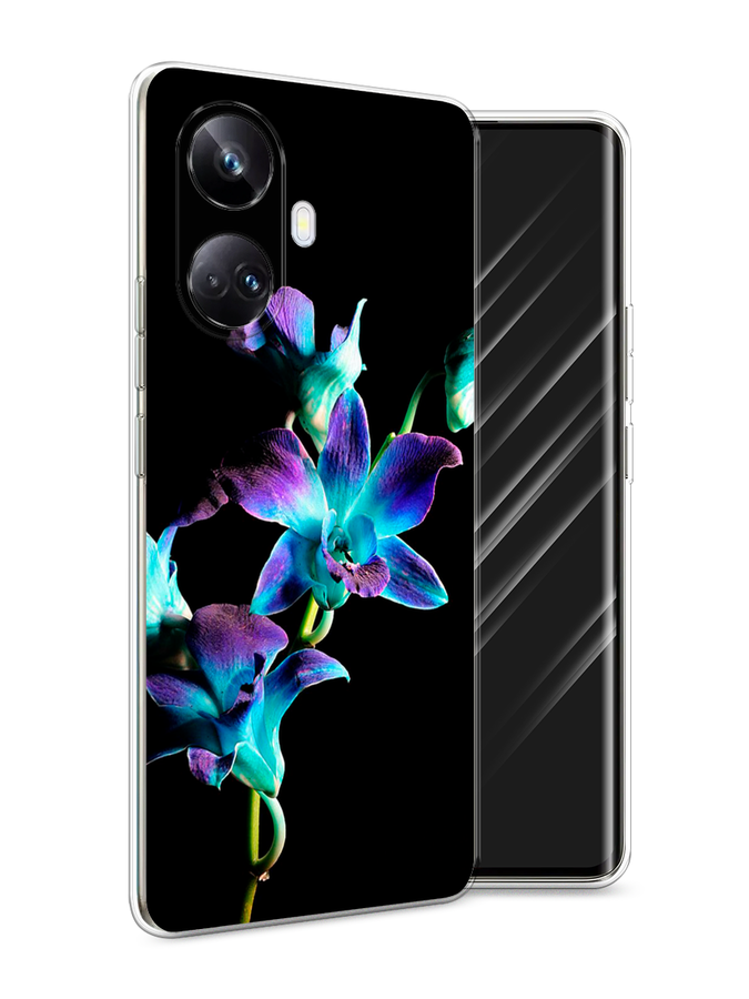 

Чехол Awog на Realme 10 Pro+ "Синий цветок на черном", Черный;голубой;синий, 2512350-8