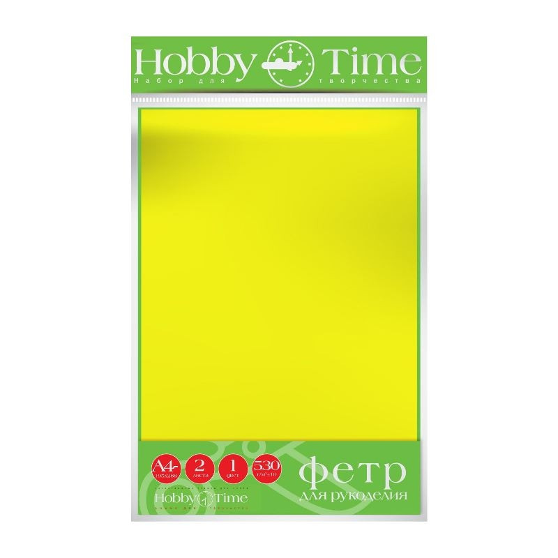 

Фетр Hobby Time 4ММ, 530 Г/М.КВ.,Ф. А4, 19.5х28.8СМ, 2 ЛИСТА ( ЖЕЛТЫЙ ), 2-156/05
