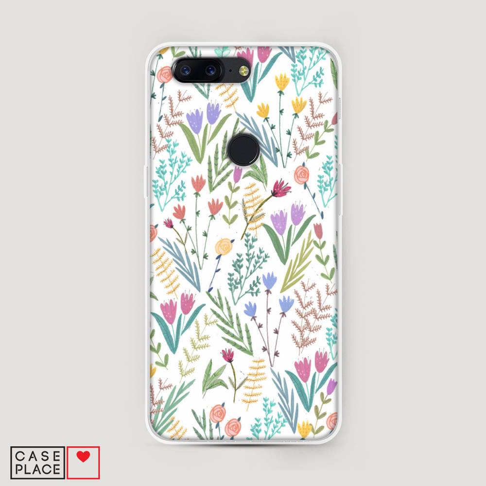 

Чехол Awog на OnePlus 5T / ВанПлас 5T "Полевые цветы рисунок", Белый;зеленый, 150350-8