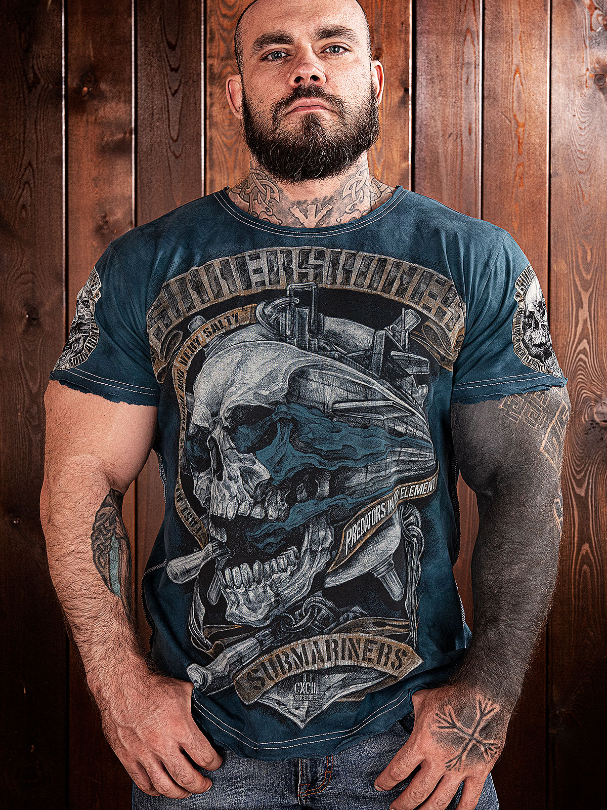 

Футболка мужская SINNER's BONES SB-TS2110 синяя M, Синий, SB-TS2110