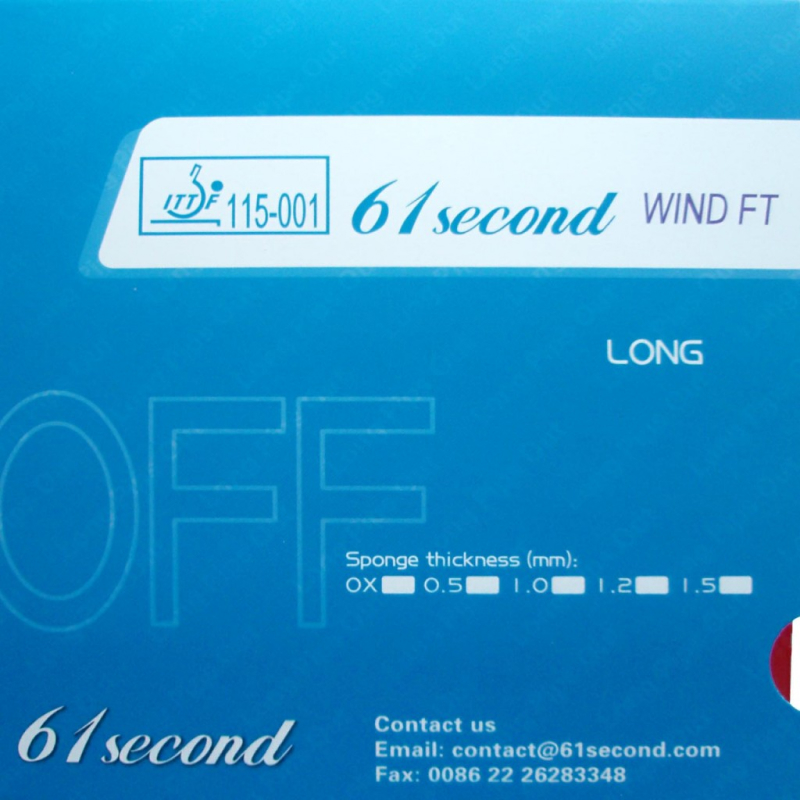 

Накладка для н/тенниса 61second Wind FT Off, Black, 1.0, Черный