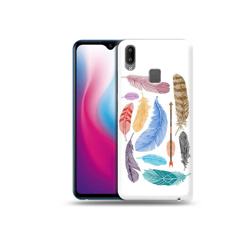 

Чехол MyPads Tocco для Vivo Y93 Lite разноцветные перья, Прозрачный, Tocco