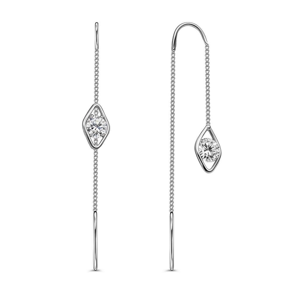 

Серьги продевки из серебра 585Gold 702011829, фианит, 702011829