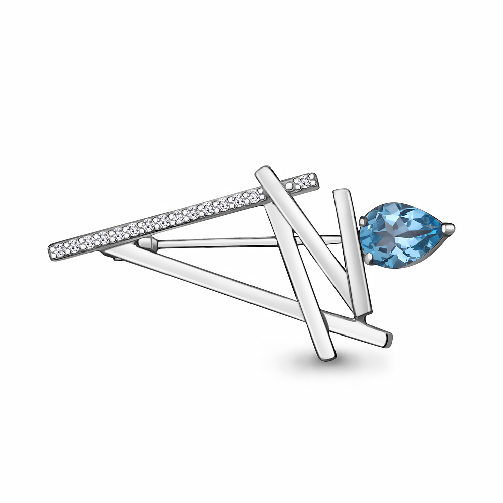 

Брошь из серебра с топазом\фианитом Aquamarine Aquamarine 7739505А_925_р, 7739505А_925_р