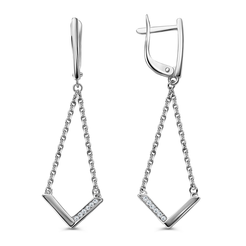 

Серьги подвески из серебра 585Gold 702011631, фианит, 702011631