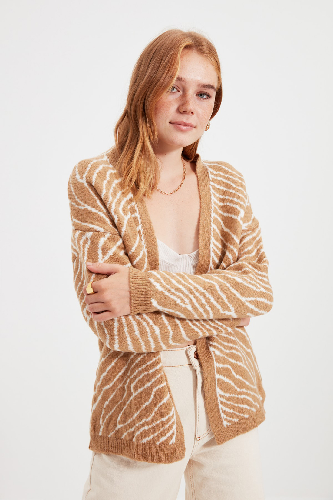 

Кардиган женский Trendyol TWOAW22HI0086 бежевый M, TWOAW22HI0086
