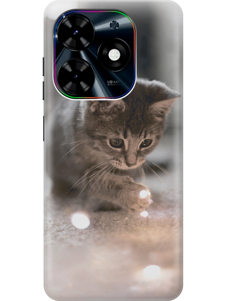 

Силиконовый чехол на Infinix Hot 40i с рисунком "Котенок и свет", Белый;коричневый;серый, 20011891