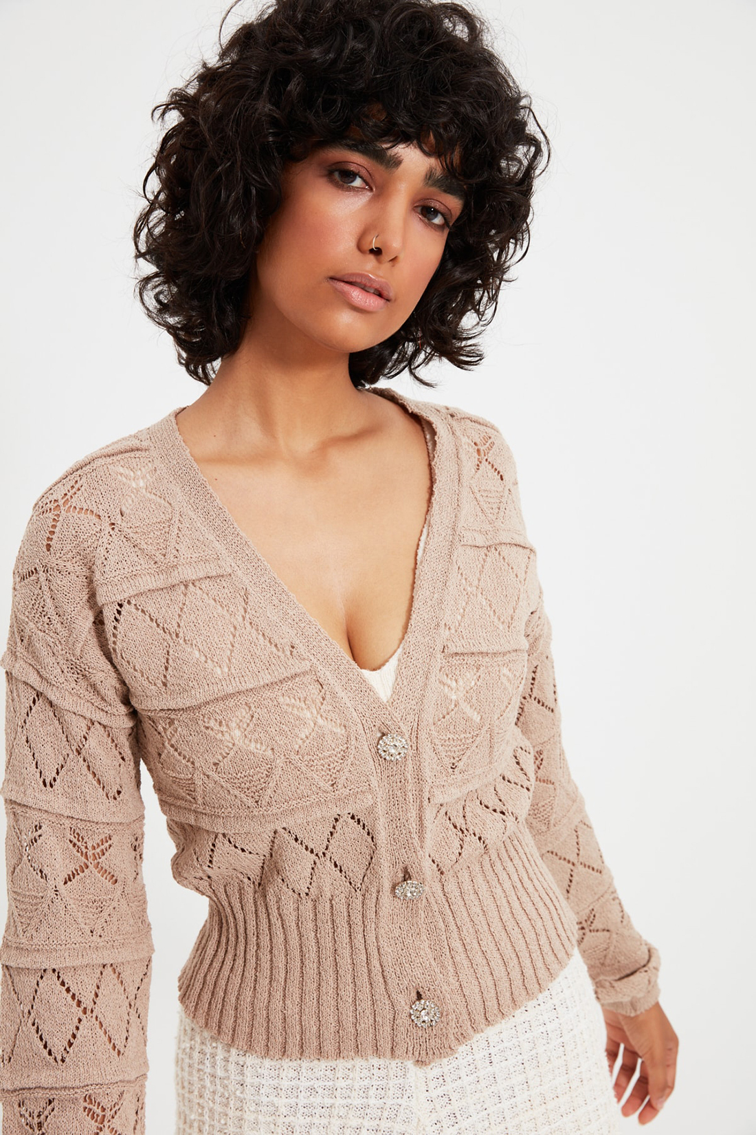 

Кардиган женский Trendyol бежевый, TWOAW22HI0011