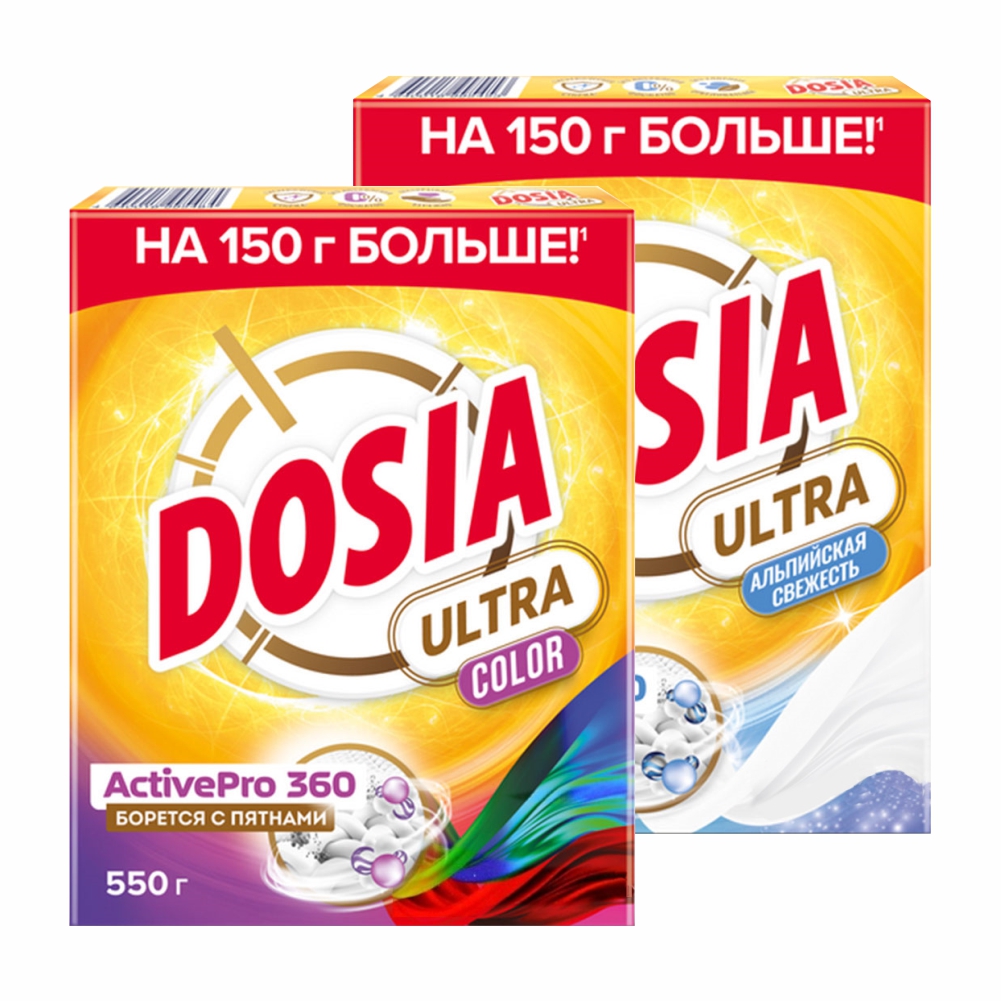 фото Набор стиральных порошков dosia ultra color 550 г + ultra альпийская свежесть 550 г