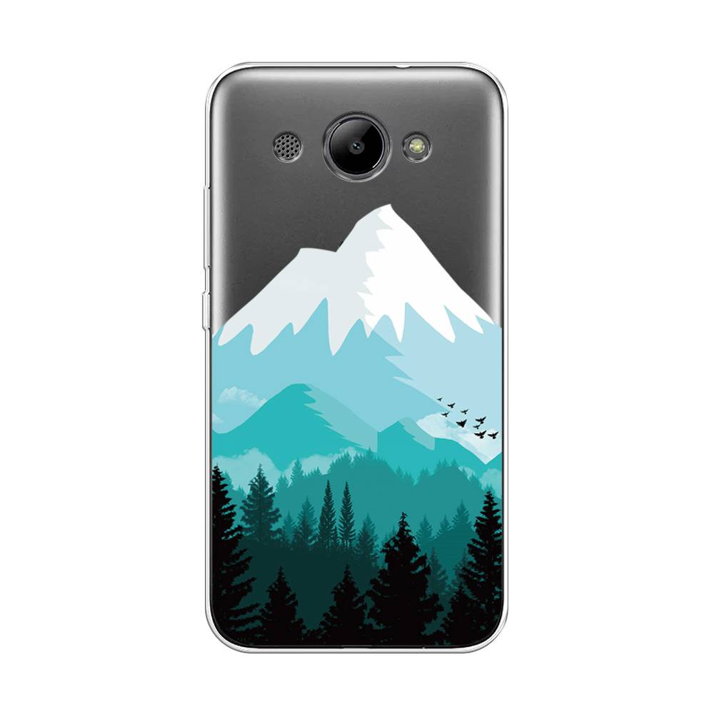 

Чехол на Huawei Y3 2017 "Синяя снежная гора", Белый;голубой, 62650-2